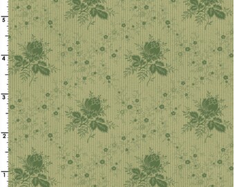 American Beauty Trellis Rose Green 100% Cotton Fabric
