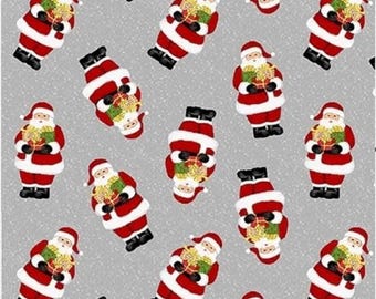 Studio E Snow Merry Santa Gray 100% Cotton Quilting & Sewing Fabric