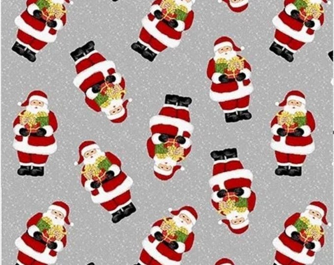 Featured listing image: Studio E Snow Merry Santa Gray 100% Cotton Quilting & Sewing Fabric