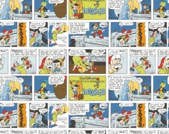 Disney Pinocchio Comic Strips 100% Cotton Quilting & Sewing Fabric by Camelot