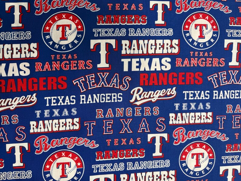 Texas Rangers Pattern Material MLB Texas Rangers Logos 100% Cotton Quilting & Sewing Fabric by Fabric ...