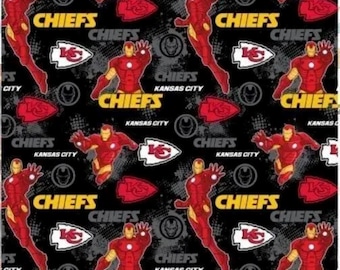 NFL Marvel Iron Man Kansas City Chiefs 100% Cotton Quilting & Sewing Fabric by Fabric Traditions - Officially Licensed