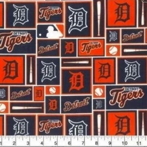 Detroit Tigers Fabric – MLB Patch Cotton 58&quot; Wide Team Print, Quilting & Sewing Material