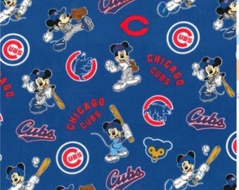 Mickey Mouse Chicago Cubs 100% Cotton Fabric