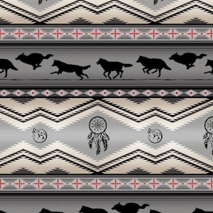 Tucson Gray Wolf Stripe Cotton Fabric