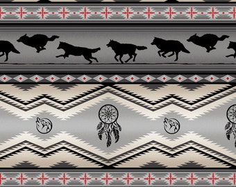 Tucson Gray Wolf Stripe Cotton Fabric