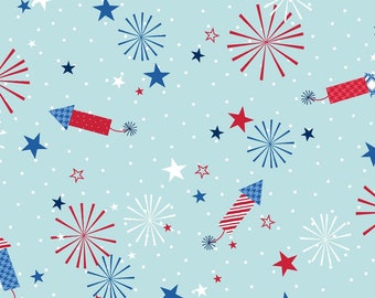 Kimberbell Red, White, and Bloom Fireworks Fabric