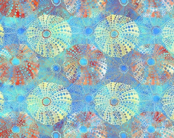Calypso II Sea Urchins Blue 100% Cotton Fabric