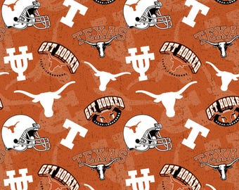 NCAA Texas Longhorns Fabric: Tone on Tone 100% Cotton
