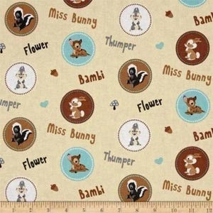 Disney Bambi Character Badge 100% Cotton Quilting & Sewing Fabric by Springs Creative