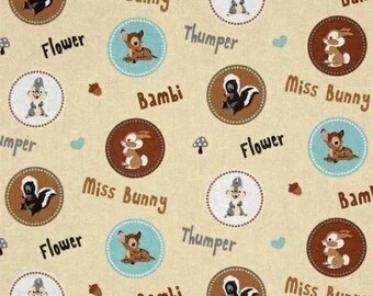 Disney Bambi Character Badge 100% Cotton Quilting & Sewing Fabric by Springs Creative