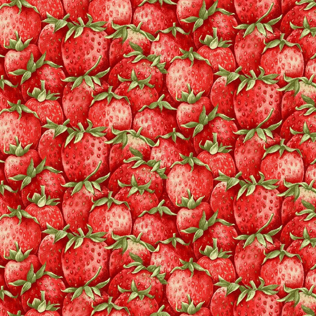 Henry Glass Strawberry Garden -packed Strawberries Cotton Fabric - Etsy