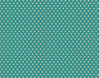 Chick-A-Doodle-Doo Florets Teal 100% Cotton Fabric