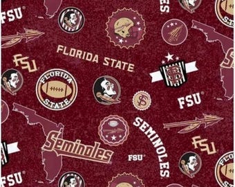 Florida State Seminoles Fabric – 100% Cotton NCAA FSU Team Print, Quilting & Sewing Material