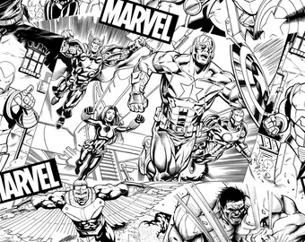 Marvel Avengers Sketch 100% Cotton Quilting & Sewing Fabric