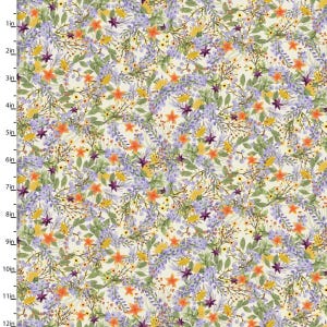 3 Wishes Locally Grown Floral Spray Cream 100% Premium Cotton Fabric
