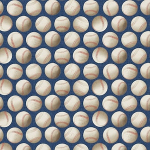 Benartex Game Time Baseballs Blue 100% Cotton Fabric
