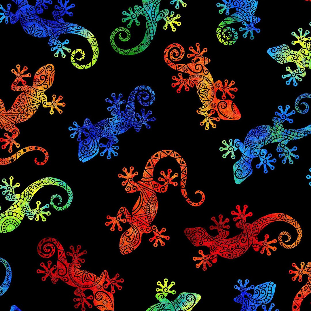 Freckle Lollie Belle and Blue Geckos Black Multi 100% Premium Cotton ...