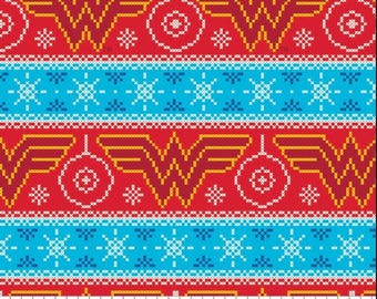 Camelot Wonder Woman Fair Isle Aqua 100% Cotton Quilting & Sewing Fabric