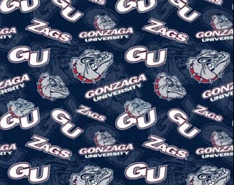 Gonzaga Bulldogs Cotton Fabric: NCAA Quilting & Sewing Material