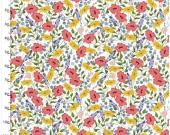 Feed the Bees Fabric – 3 Wishes White Floral 100% Cotton Quilting & Sewing Material