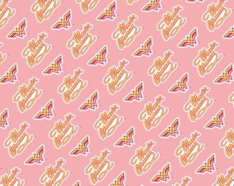 Young DC Wonder Woman Jr Retro Logo 100% Cotton Quilting & Sewing Fabric by Camelot