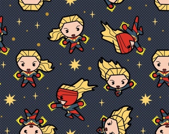 Captain Marvel Cotton Fabric-Kawaii 100% Cotton