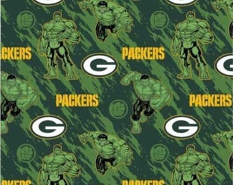 NFL Marvel Hulk Green Bay Packers 100% Cotton Quilting & Sewing Fabric by Fabric Traditions - Officially Licensed