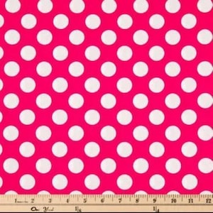 Pink and White Large Polka Dots 100% Cotton Quilting & Sewing Fabric