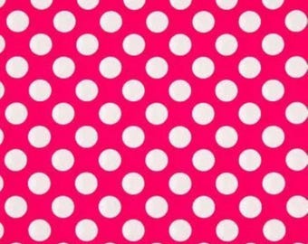 Pink and White Large Polka Dots 100% Cotton Quilting & Sewing Fabric