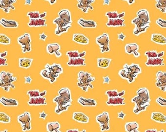 Tom & Jerry Foes Forever Jerry 100% Cotton Quilting and Sewing Fabric by Camelot
