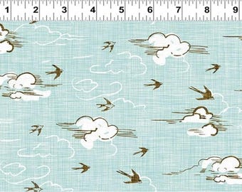 New Earth Bird Sky Light Turquoise 100% Cotton Fabric