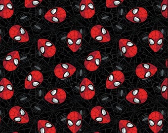 Camelot Fabrics Spider-Man Web Head Toss Premium Quality 100% Cotton Fabric