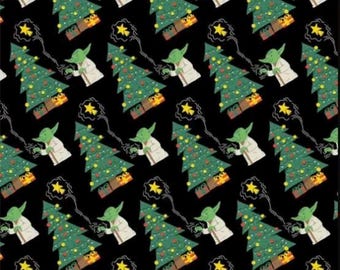 Star Wars Force Trim the Tree Yoda 100% Cotton Quilting & Sewing Fabric by Camelot
