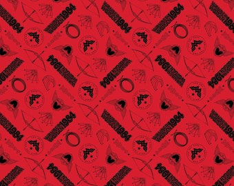 DC Comic Wonder Woman 1984 Symbols Red- Cotton Fabric