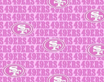 NFL SF 49ers Breast Cancer Awareness Fabric 58" - Officially Licensed