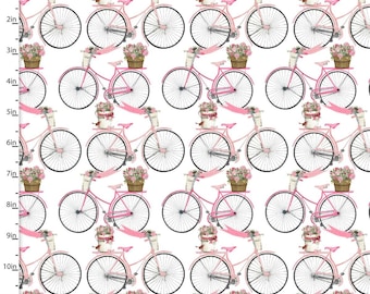 3 Wishes Hugs, Kisses, and Special Wishes Bicycles 100% Cotton Quilting & Sewing Fabric