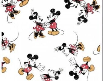 Mickey and Minnie Vintage Fabric – Scattered Disney Cotton Quilting and Sewing Material