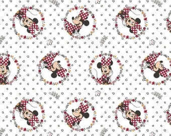 Disney Minnie Mouse Badge Floral Fabric