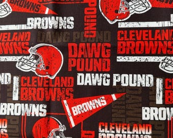 NFL Cleveland Browns Dawg Pound Brown 100% Quilt Cotton - Officially Licensed