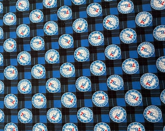 NBA Philadelphia 76ers Plaid 100% Cotton Quilting Fabric by Camelot  - Officially Licensed