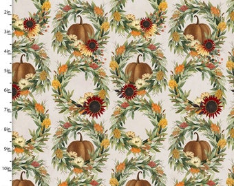 3 Wishes Happy Fall – Wreath 100% Cotton Quilting & Sewing Fabric by Beth Albert