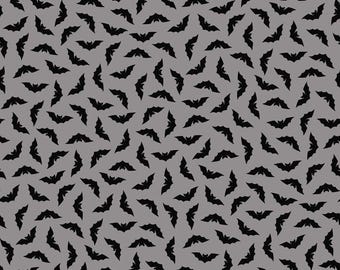 Kimberbell Hometown Halloween Bats Grey 100% Cotton Quilting & Sewing Fabric by Maywood Studios