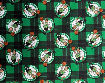 NBA Boston Celtics Plaid 100% Cotton Quilting Fabric by Camelot  - Officially Licensed