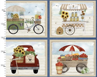 Local Produce Cotton Fabric Panel: 3 Wishes Locally Grown, 35" x 44"