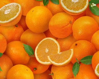 Elizabeth Studio Oranges Food Festival 100% Cotton Quilting & Sewing Fabric