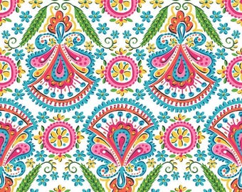 Clothworks Tuli Stylized Floral Multi 100% Cotton Fabric