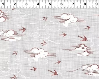 New Earth Bird Sky Light Pewter 100% Cotton Quilting & Sewing Fabric by Clothworks