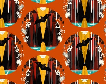 Charley Harper Organic Cotton Fabric: Sassy Seminel Print, Harvest Vol. 2