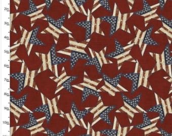 3 Wishes Patriotic Summer Stars Red 100% Cotton Quilting & Sewing Fabric